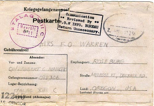 Front of postcard from Stalag 13C
